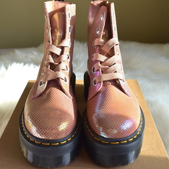 Dr Martens Molly Pink Iridescent Boots 